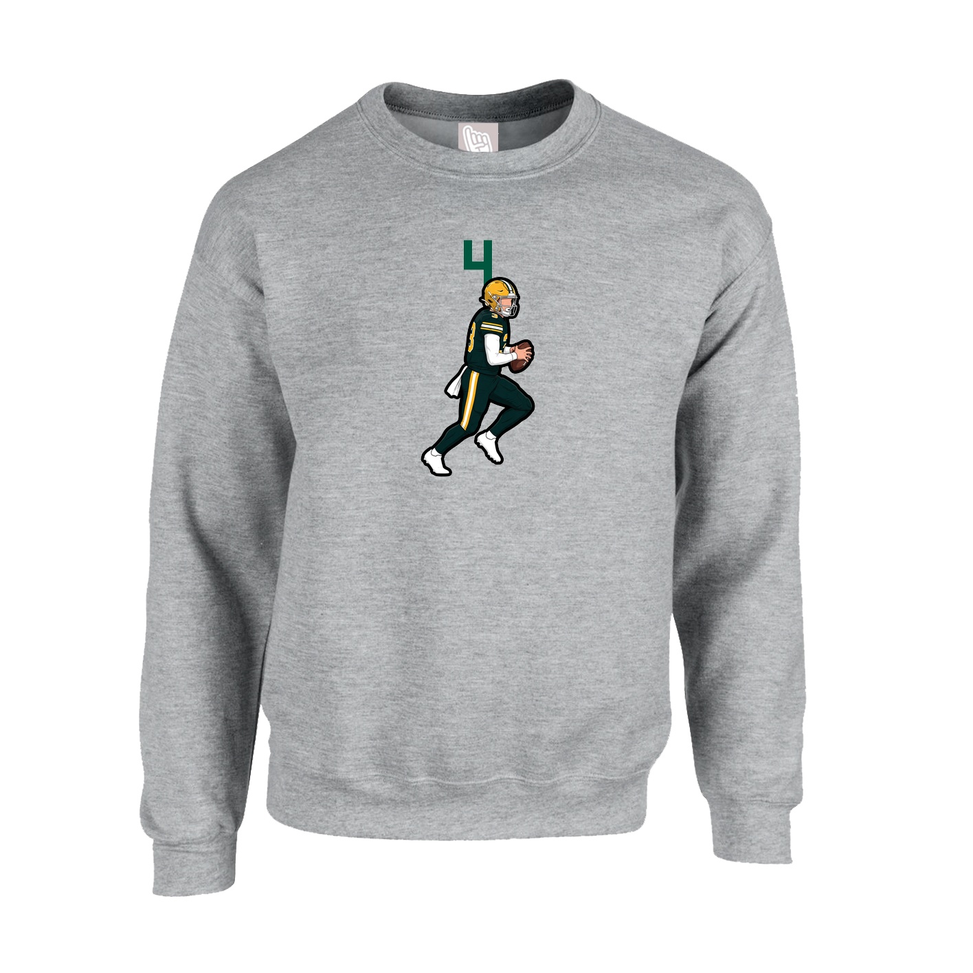 Fleece Crew — Number Top in Grey