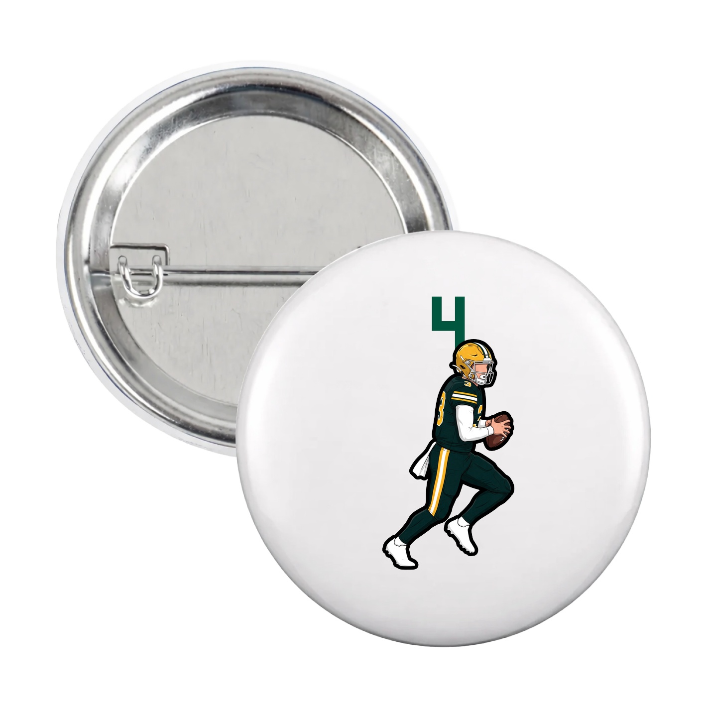 Game Day Button — Number Top in White