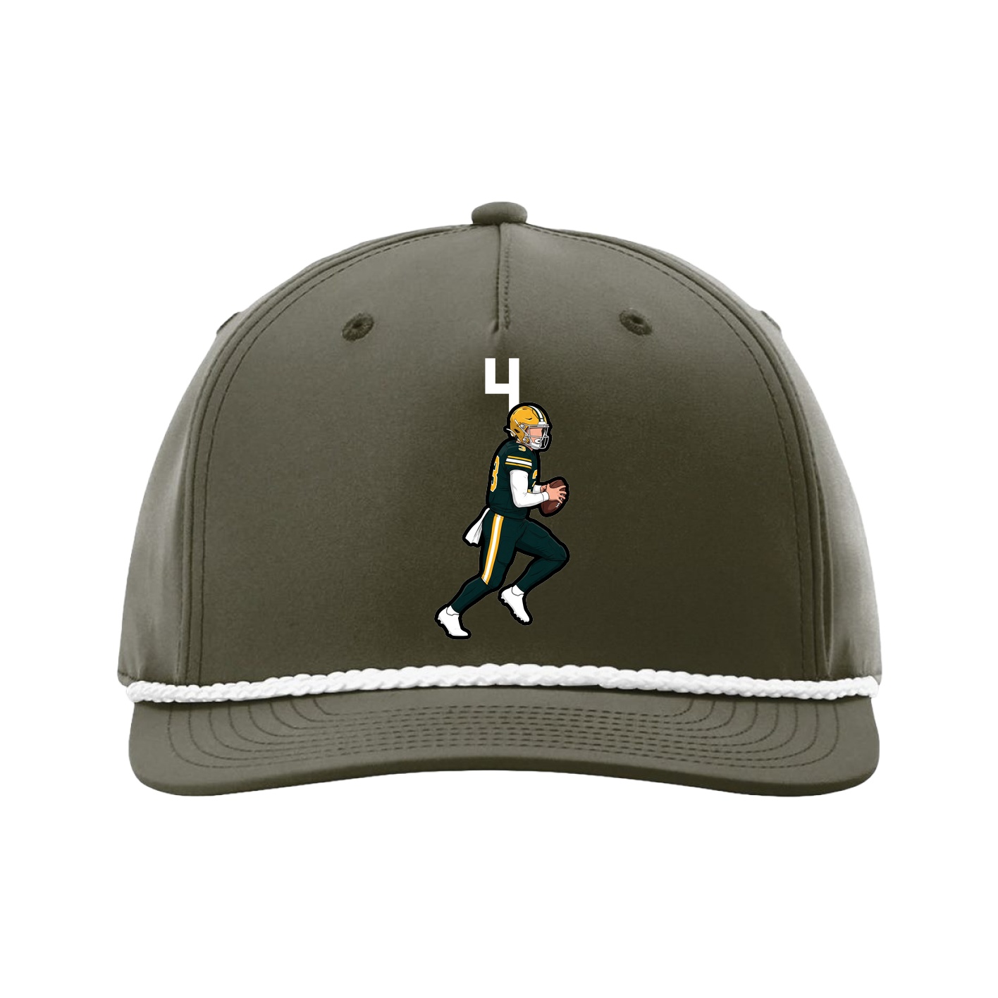 Five-Panel Classic Rope Cap — Number Top in Green
