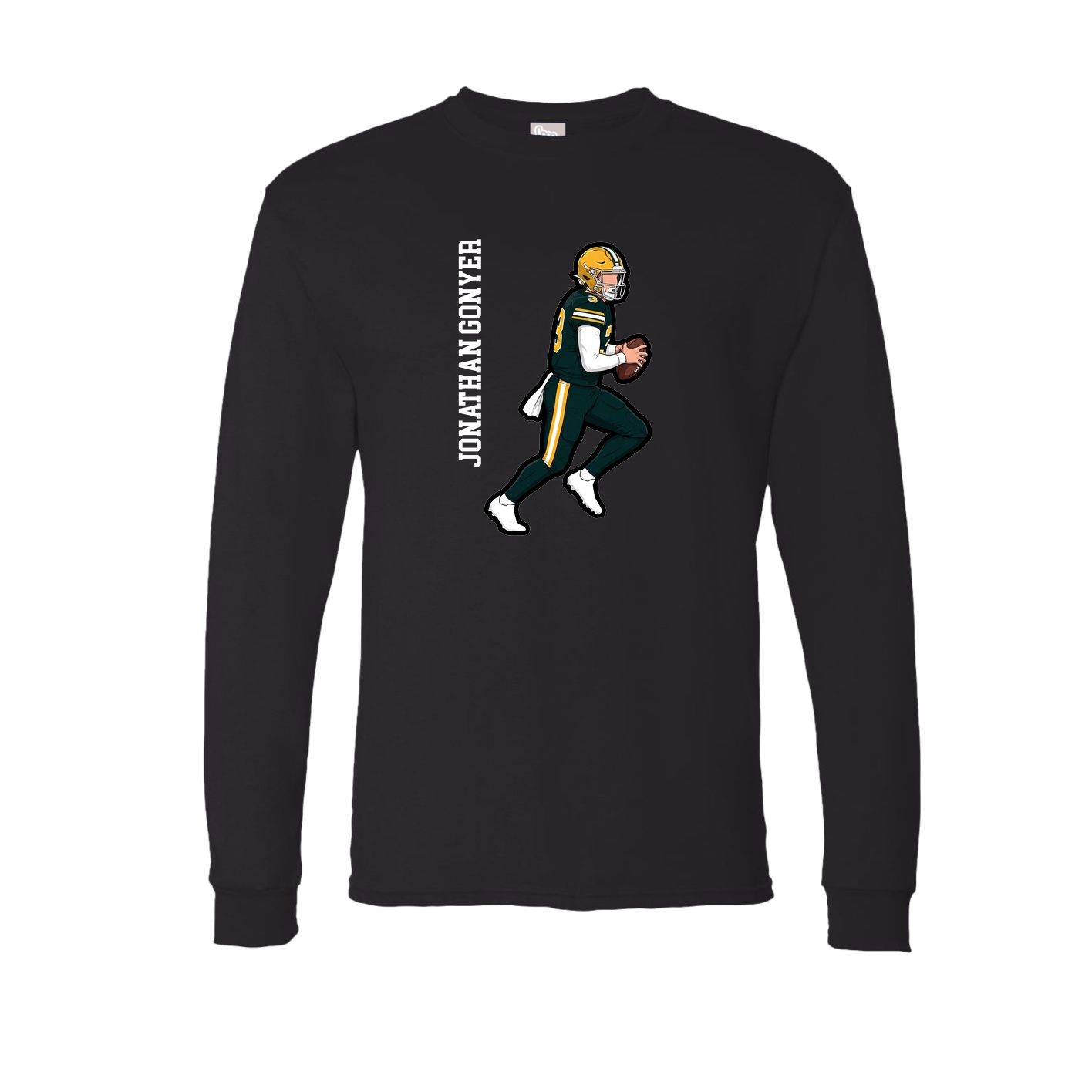 Long Sleeve Tee — Name Vertical in Black
