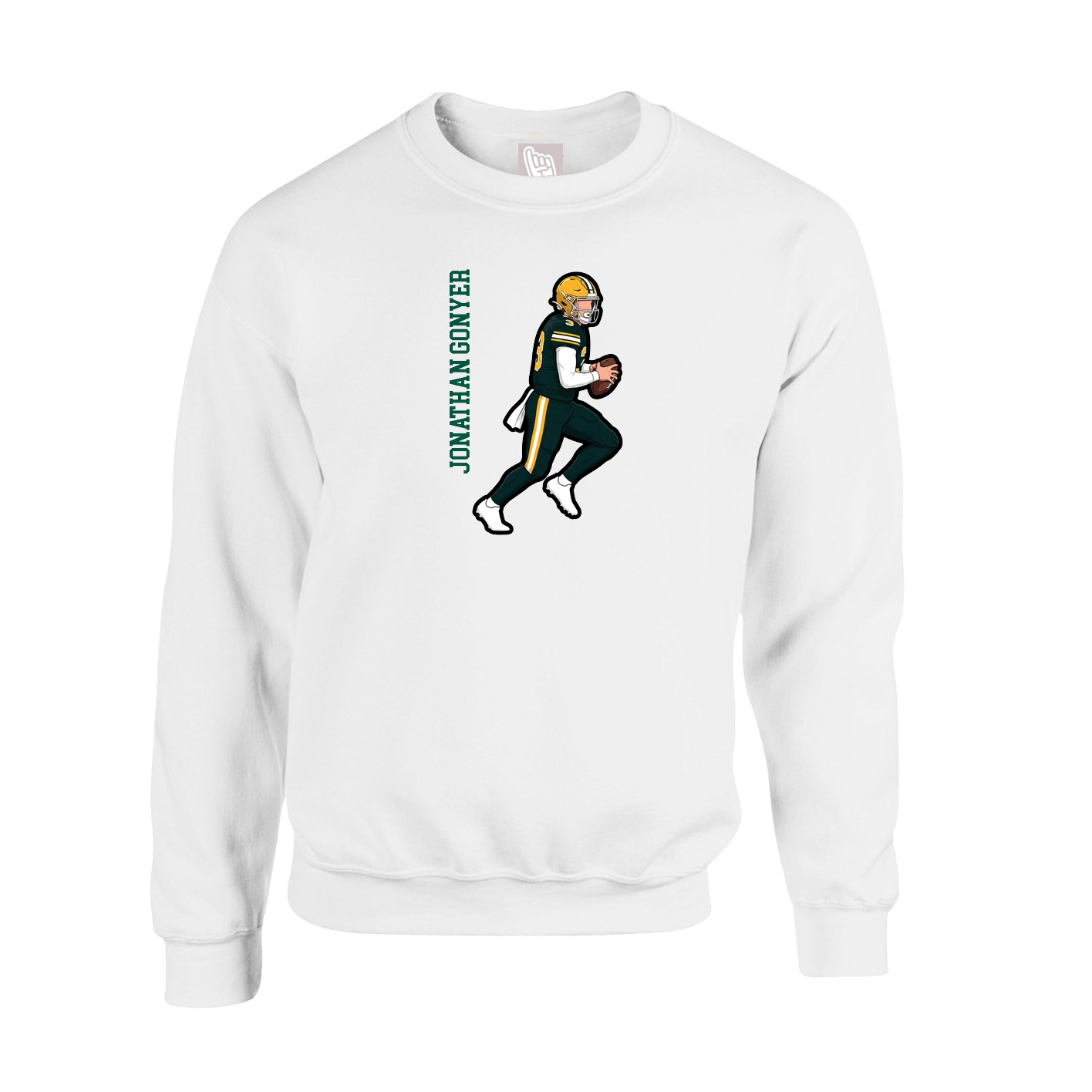 Fleece Crew — Name Vertical in White