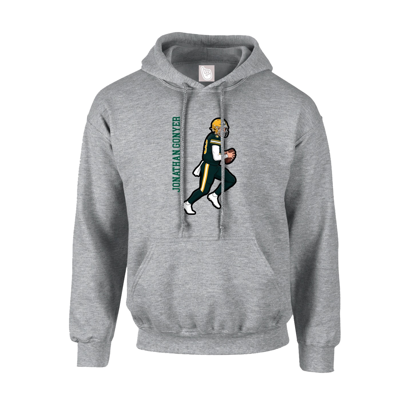 Youth Hoodie — Name Vertical in Grey