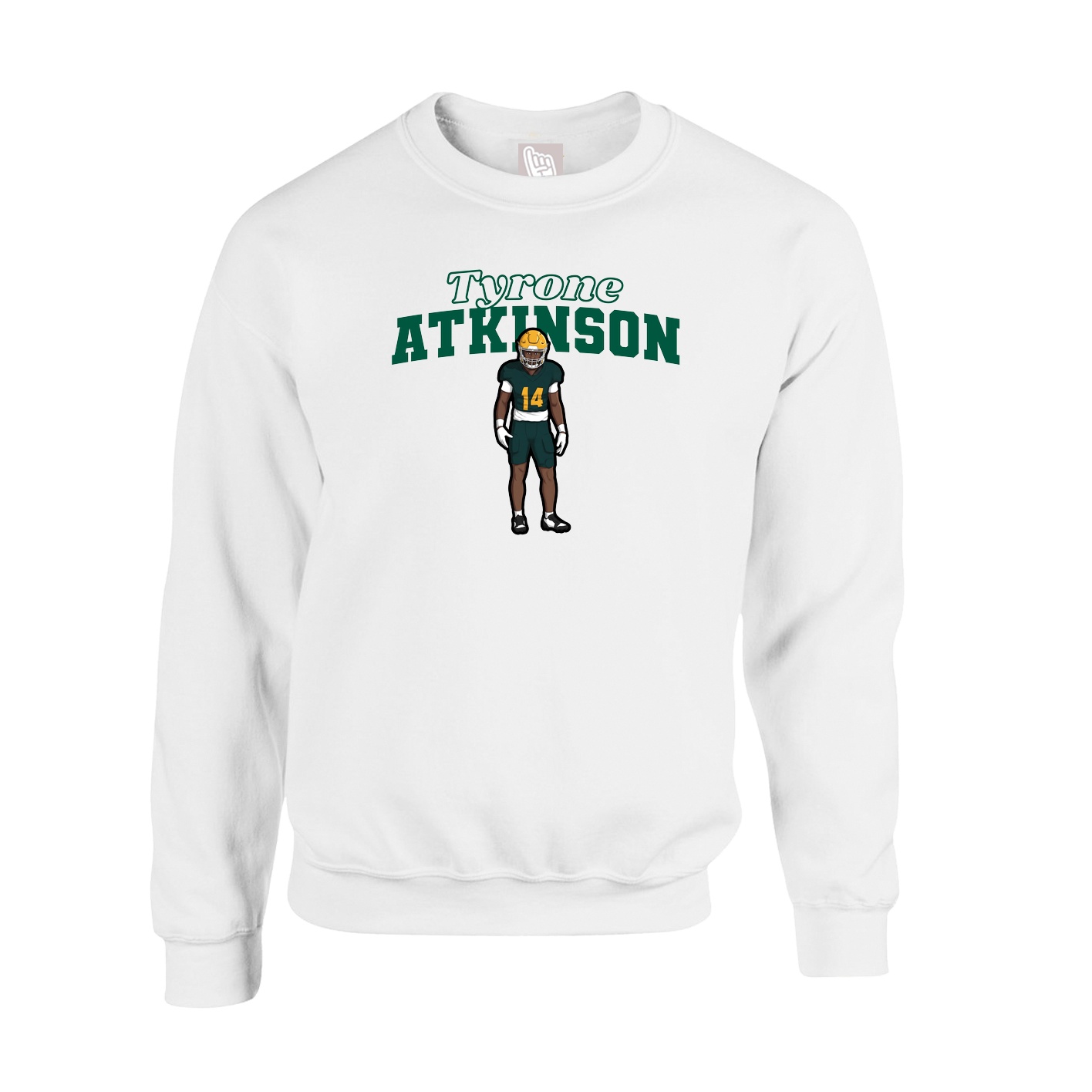 Fleece Crew — Name Arch in White