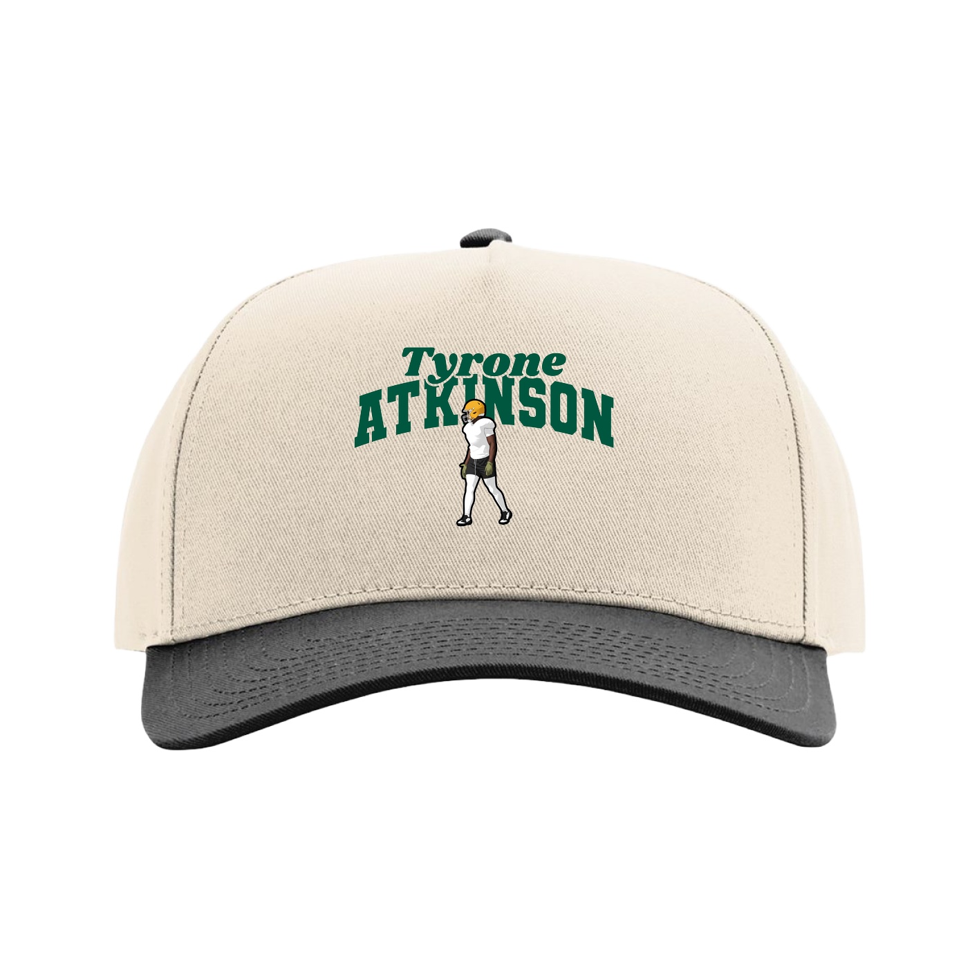 Full Fabric Five-Panel Champ Cap — Signature Arch in Cream/Black