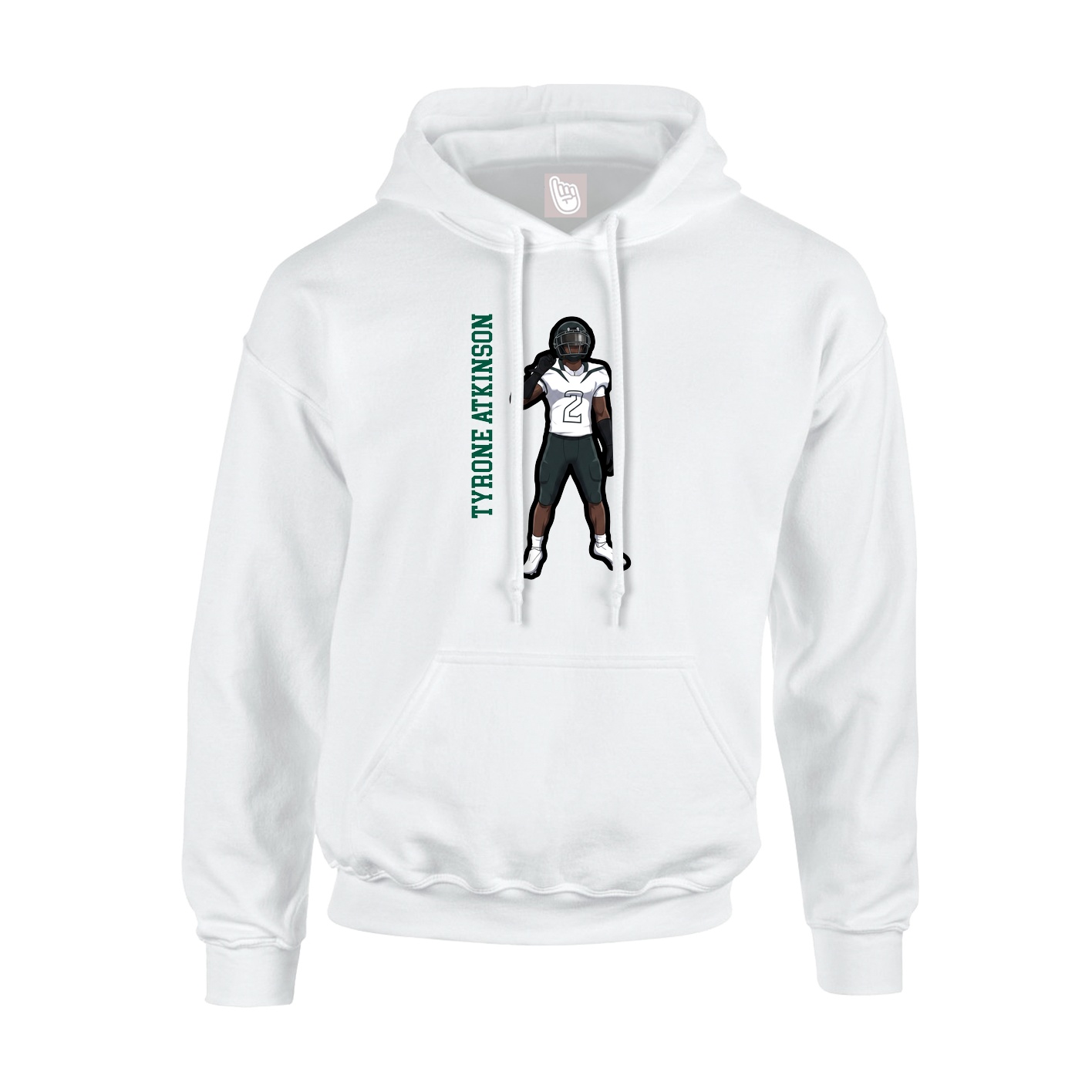 Youth Hoodie — Name Vertical in White