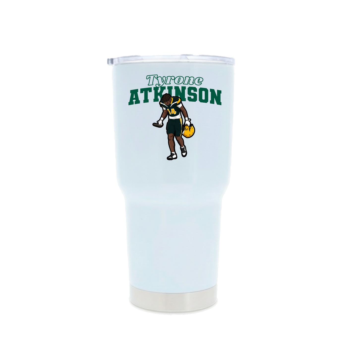 30oz Stainless Steel Tumbler — Name Arch in White