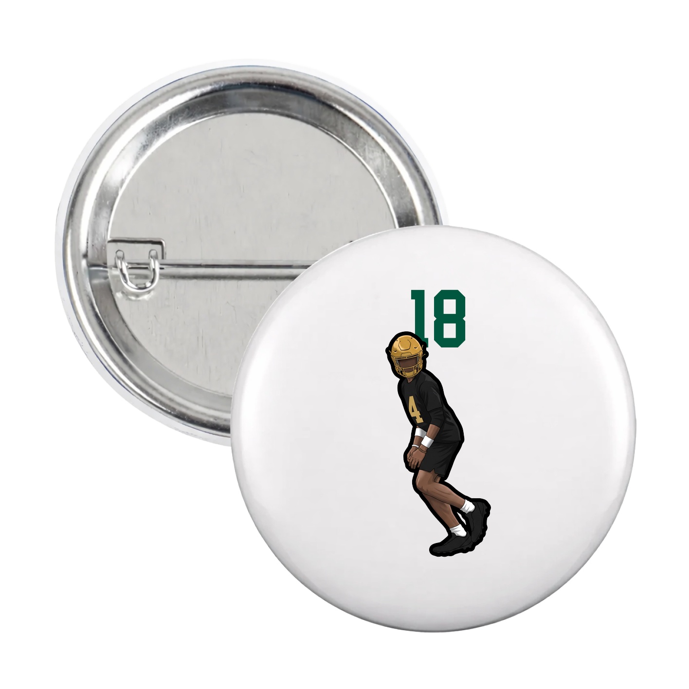 Game Day Button — Number Top in White