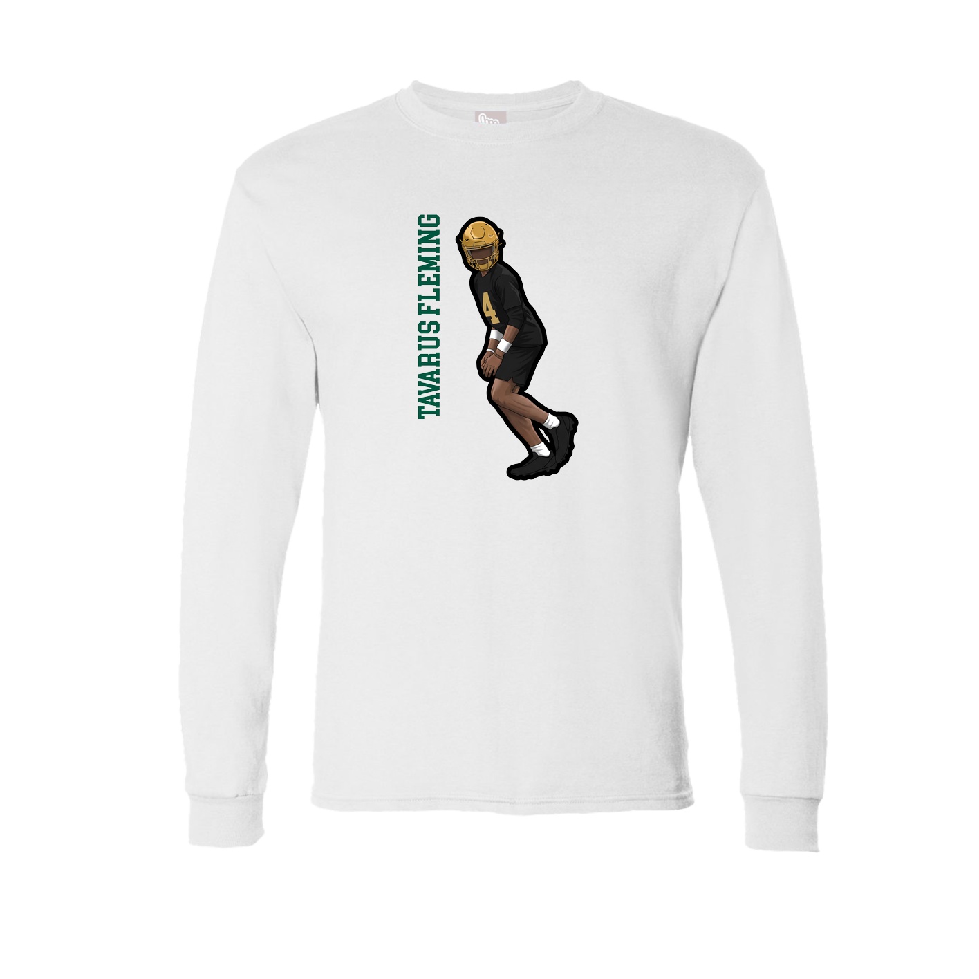 Long Sleeve Tee — Name Vertical in White