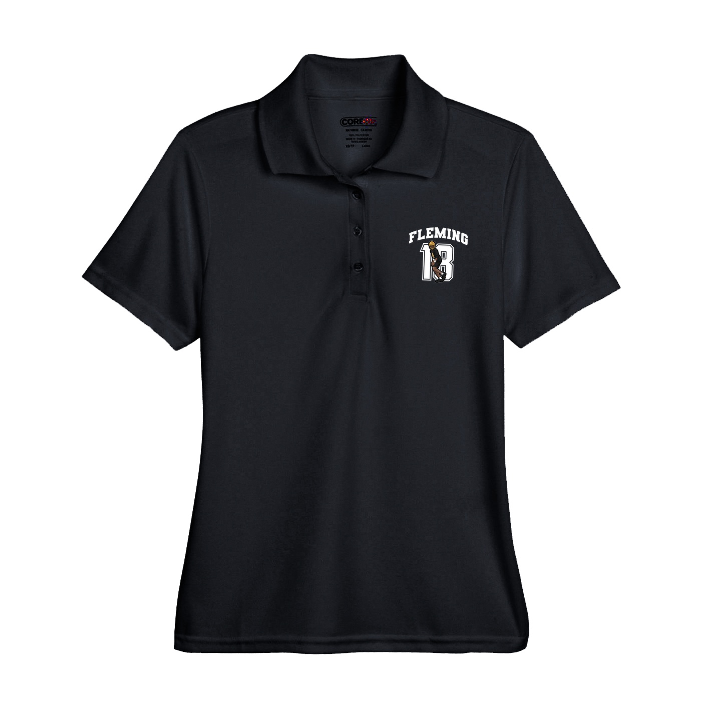 Womens Performance Polo — Number in Black