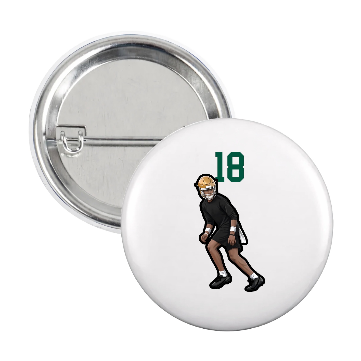 Game Day Button — Number Top in White
