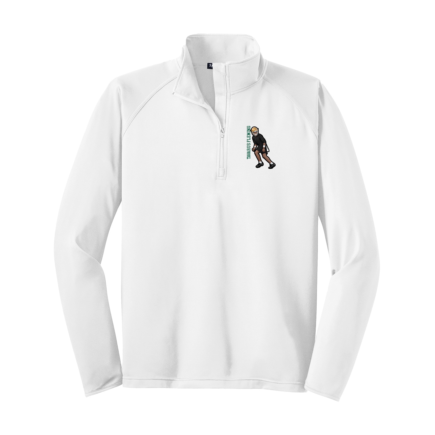 Q-Zip Pullover — Name Vertical in White