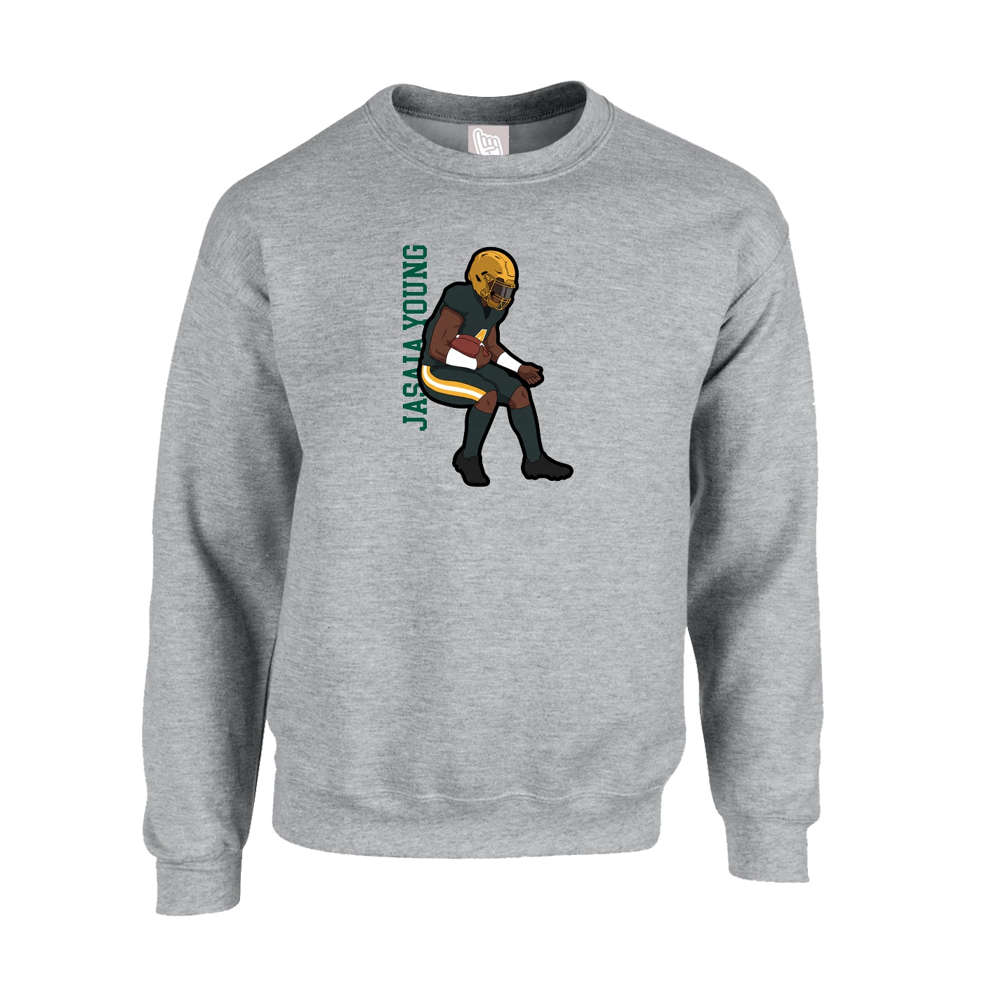 Fleece Crew — Name Vertical in Grey