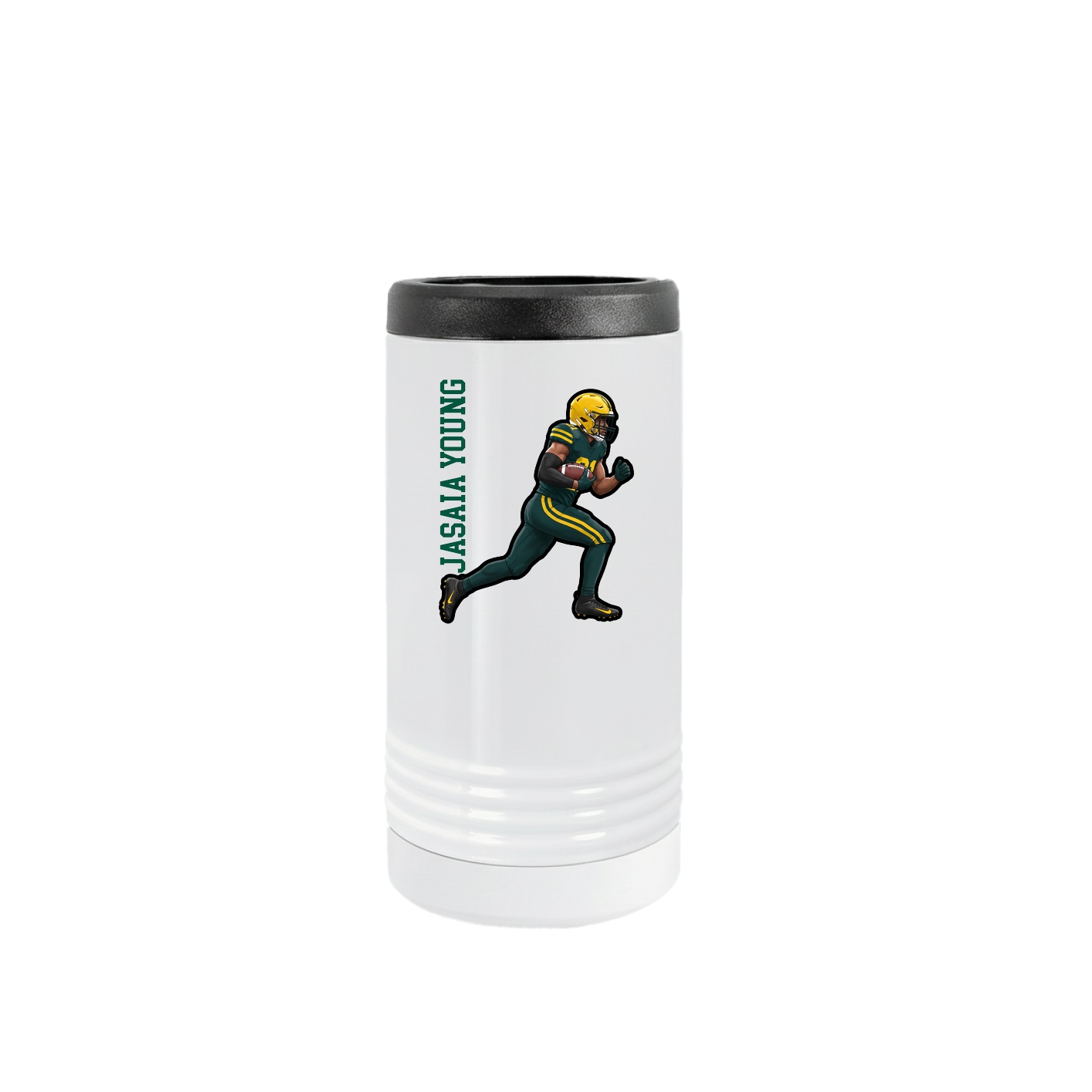 Slim Beverage Holder — Name Vertical in White