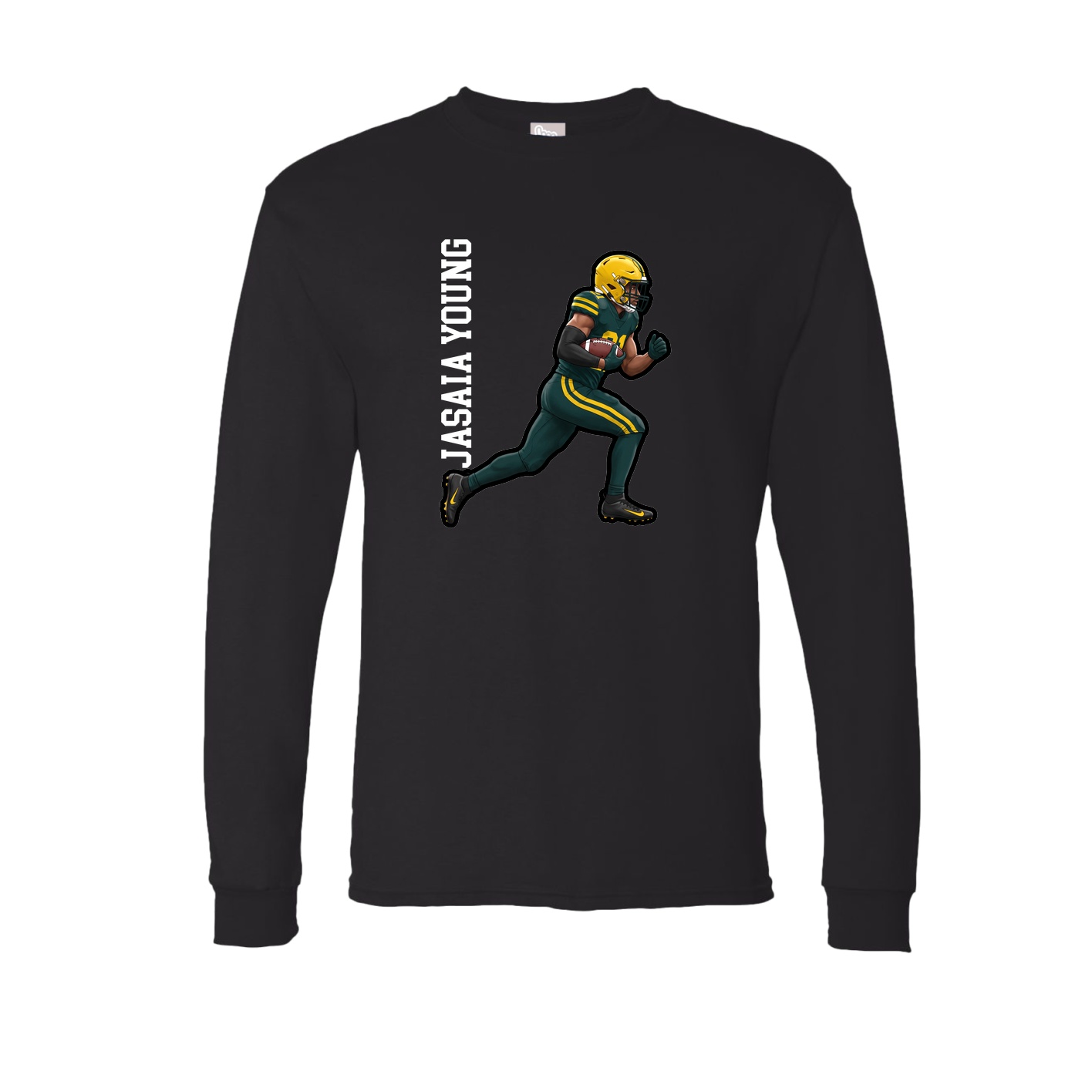Long Sleeve Tee — Name Vertical in Black