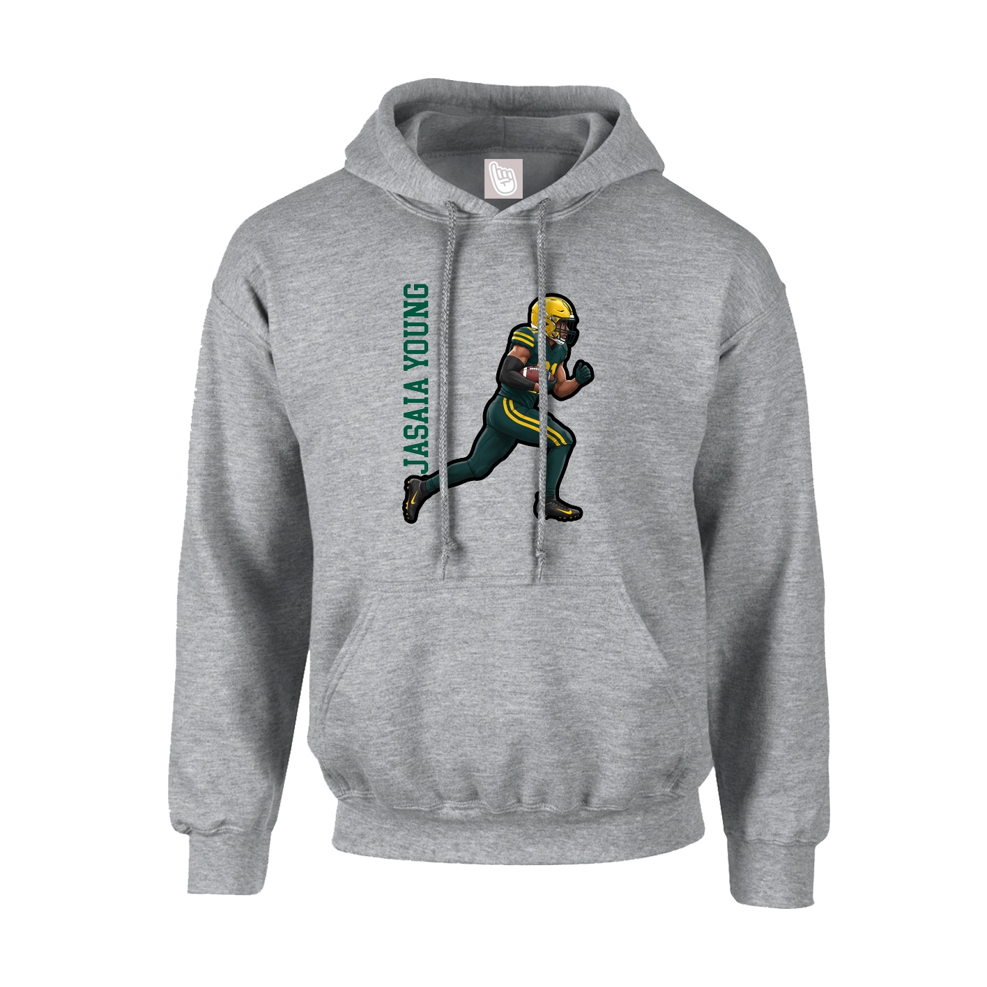Hoodie — Name Vertical in Grey