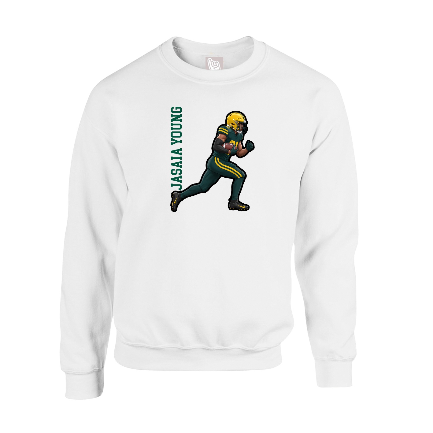 Fleece Crew — Name Vertical in White