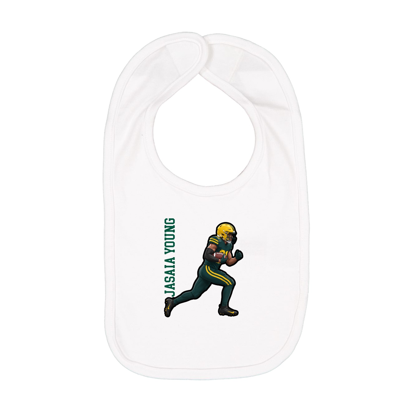 Infant Bib — Name Vertical in White