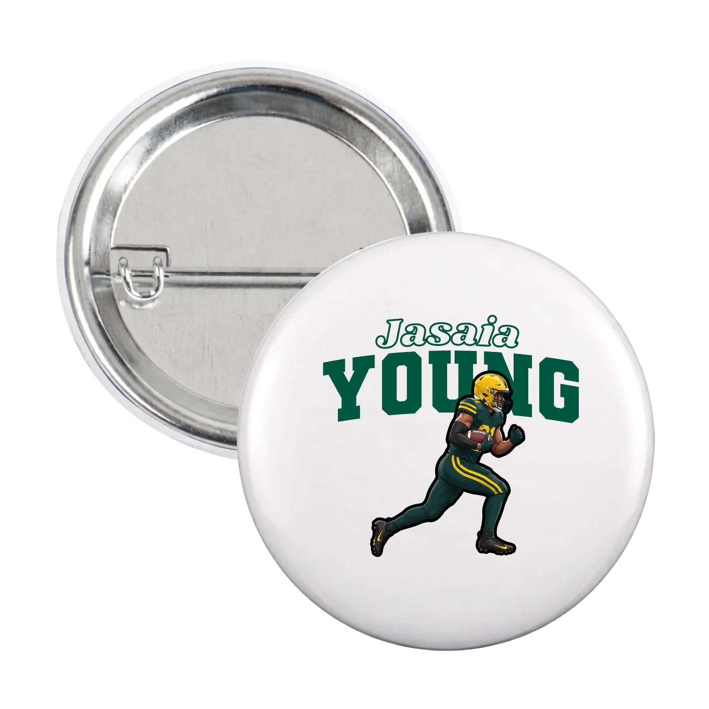 Game Day Button — Name Arch in White
