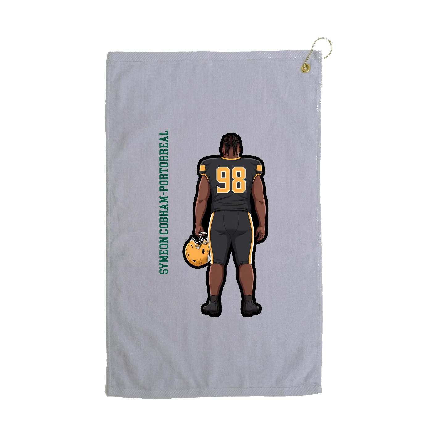 Golf Towel — Name Vertical in Grey