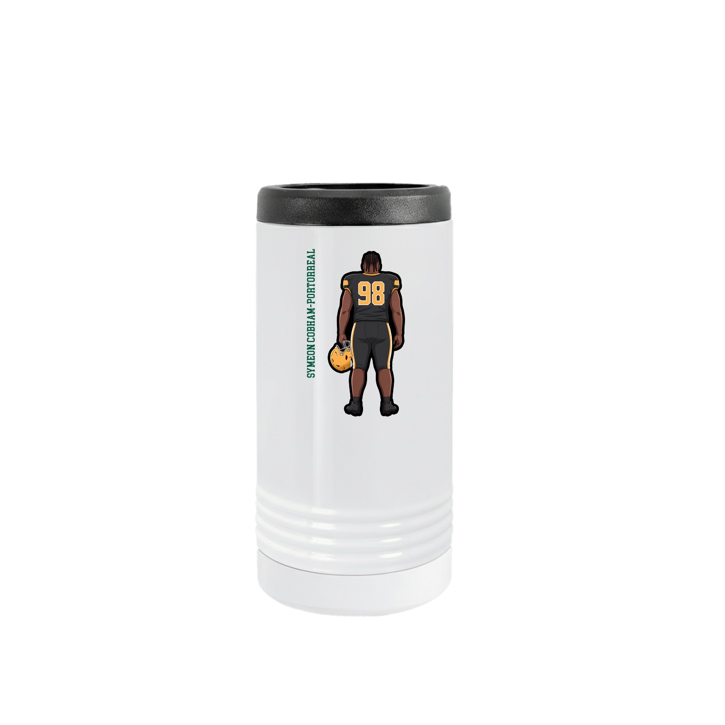 Slim Beverage Holder — Name Vertical in White