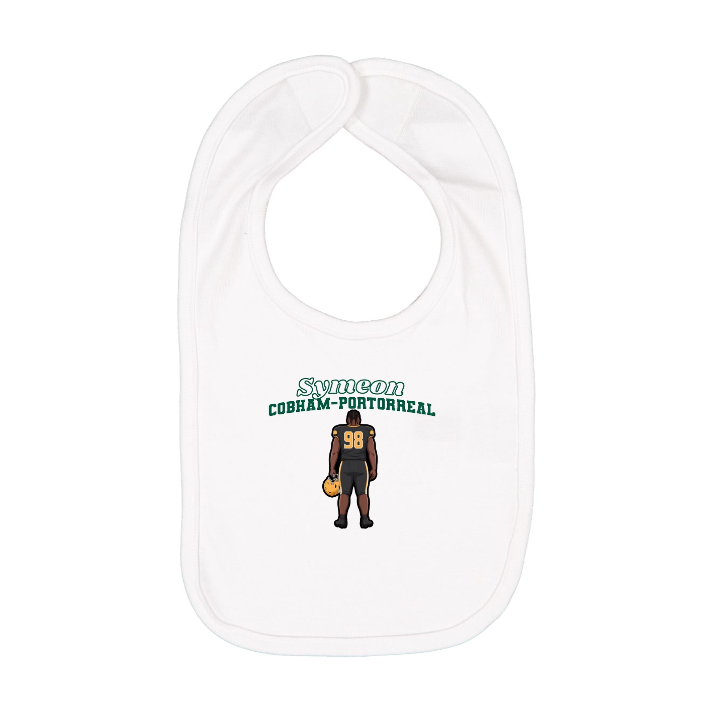 Infant Bib — Name Arch in White