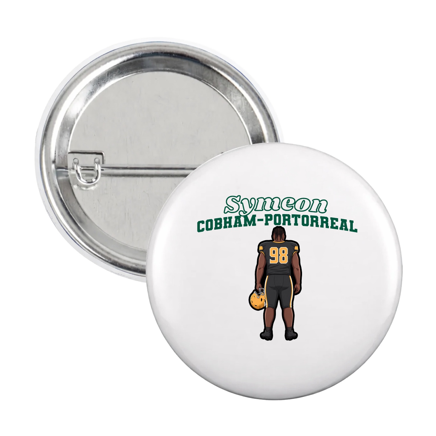 Game Day Button — Name Arch in White
