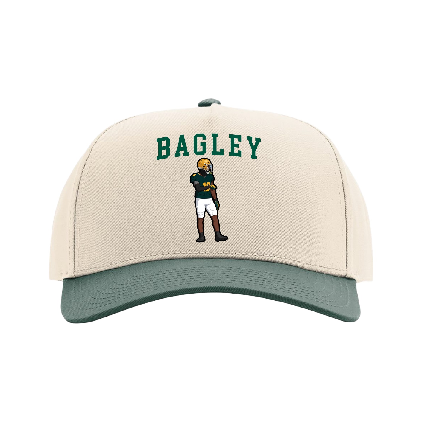 Full Fabric Five-Panel Champ Cap — Shirsey in Cream/Green