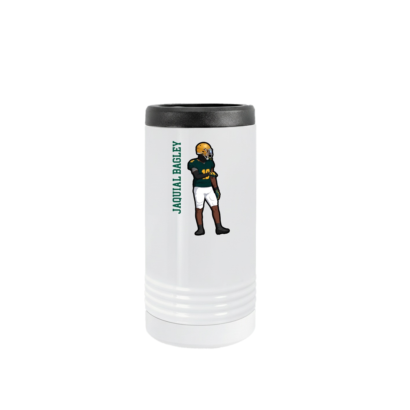 Slim Beverage Holder — Name Vertical in White