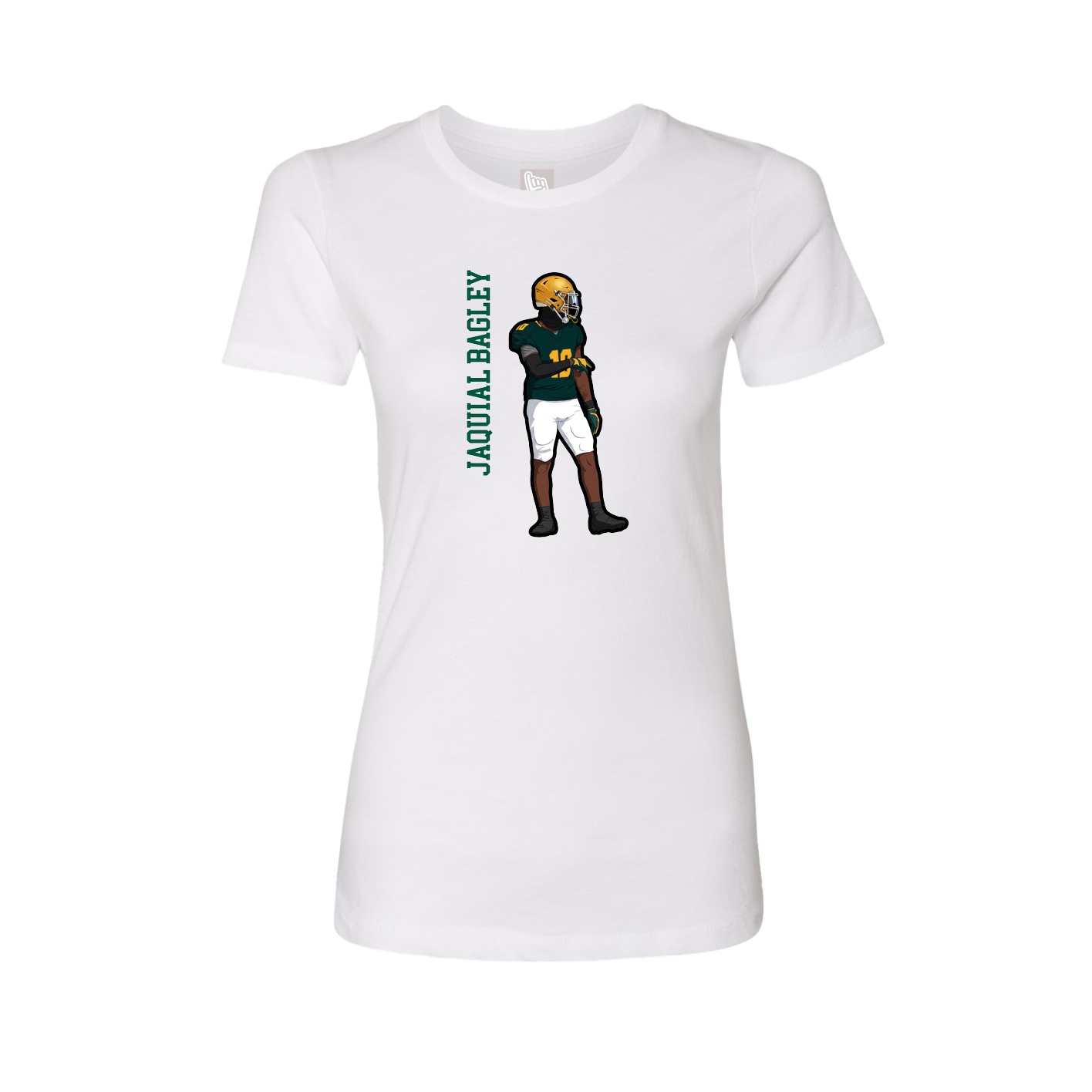 Womens Tee — Name Vertical in White
