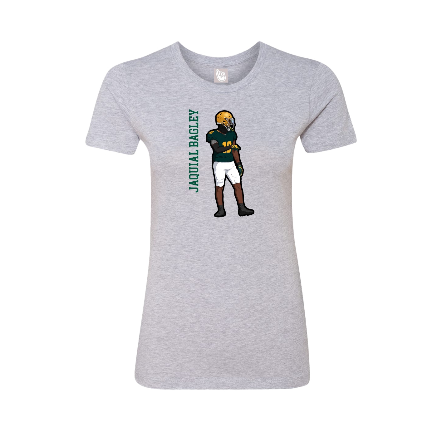 Fitted Women's Tee — Name Vertical in Grey
