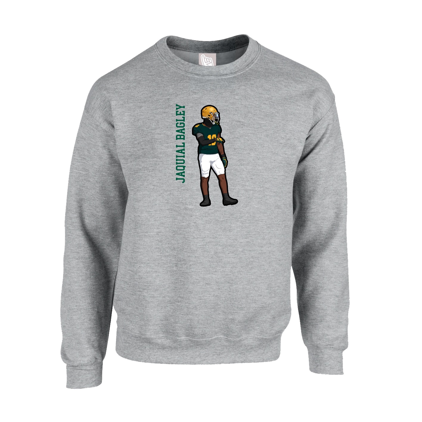 Fleece Crew — Name Vertical in Grey