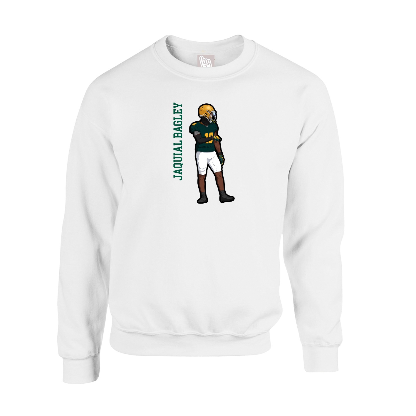 Fleece Crew — Name Vertical in White