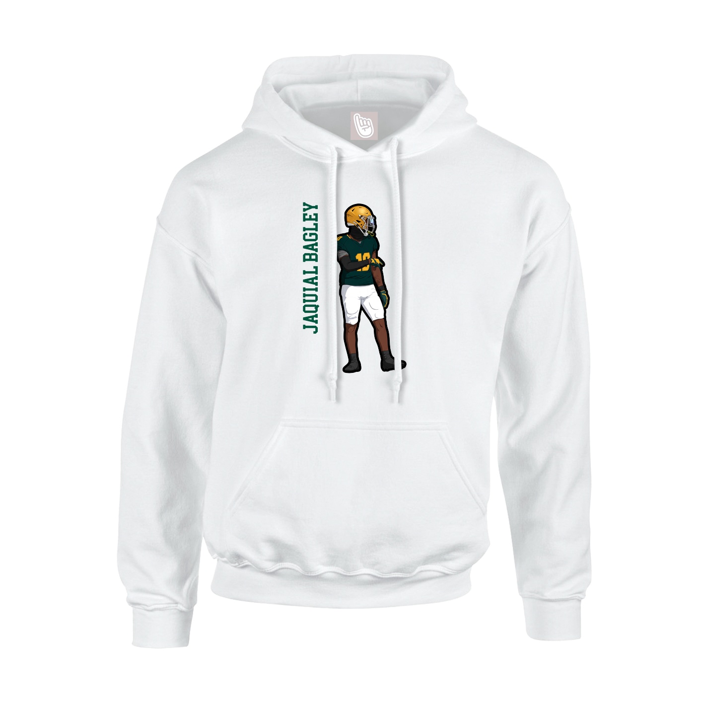 Youth Hoodie — Name Vertical in White