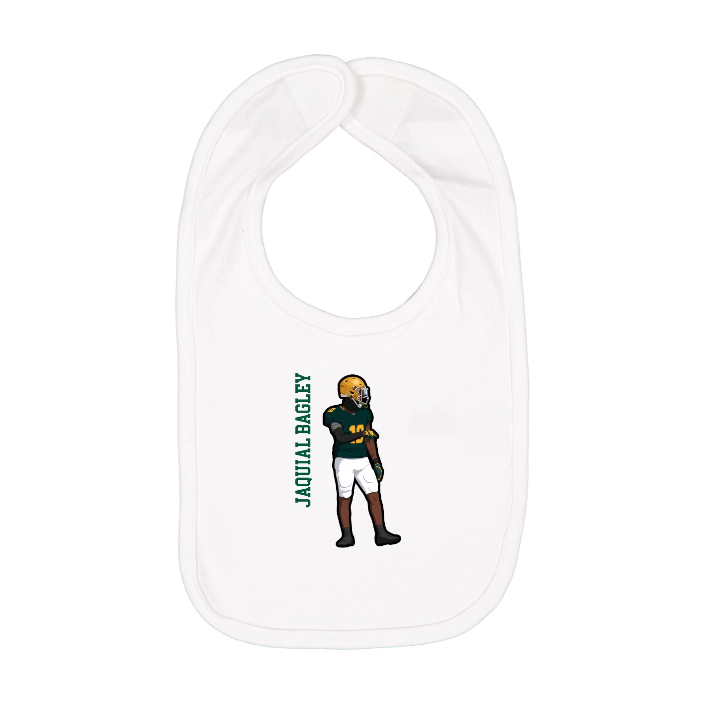 Infant Bib — Name Vertical in White