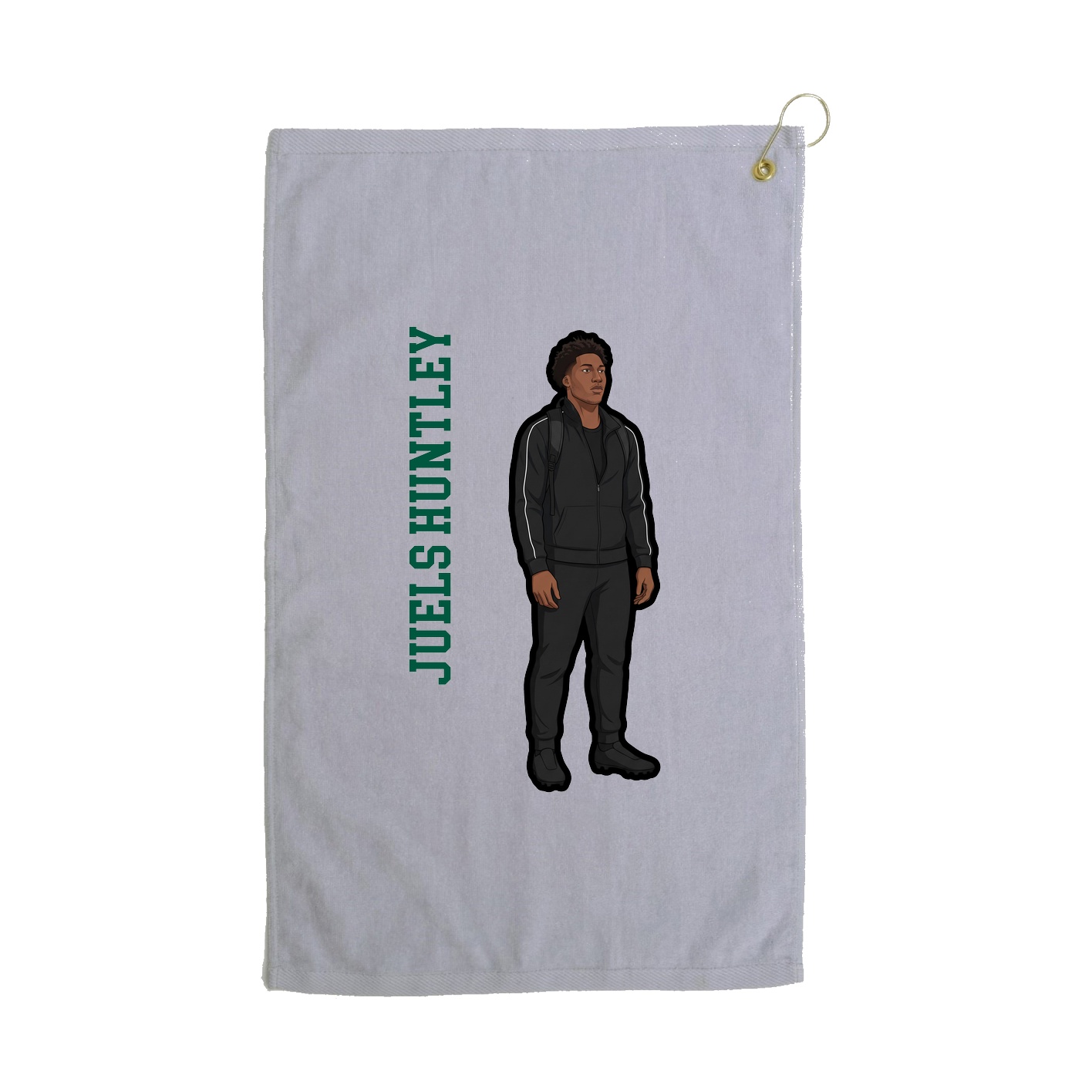Golf Towel — Name Vertical in Grey