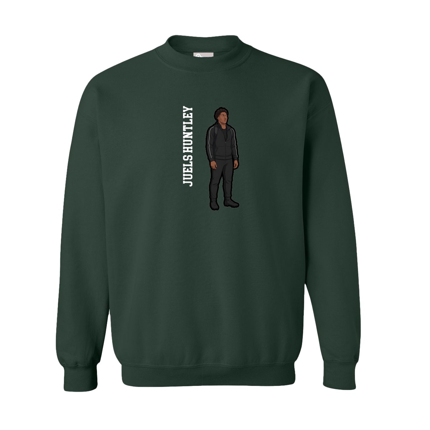 Fleece Crew — Name Vertical in Green