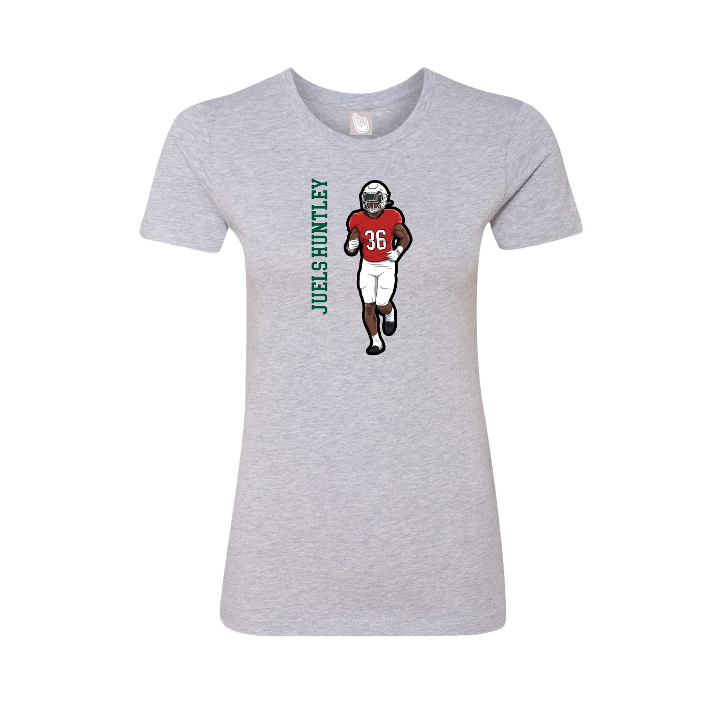 Fitted Women's Tee — Name Vertical in Grey