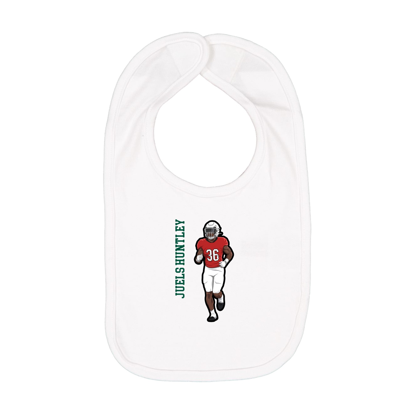 Infant Bib — Name Vertical in White