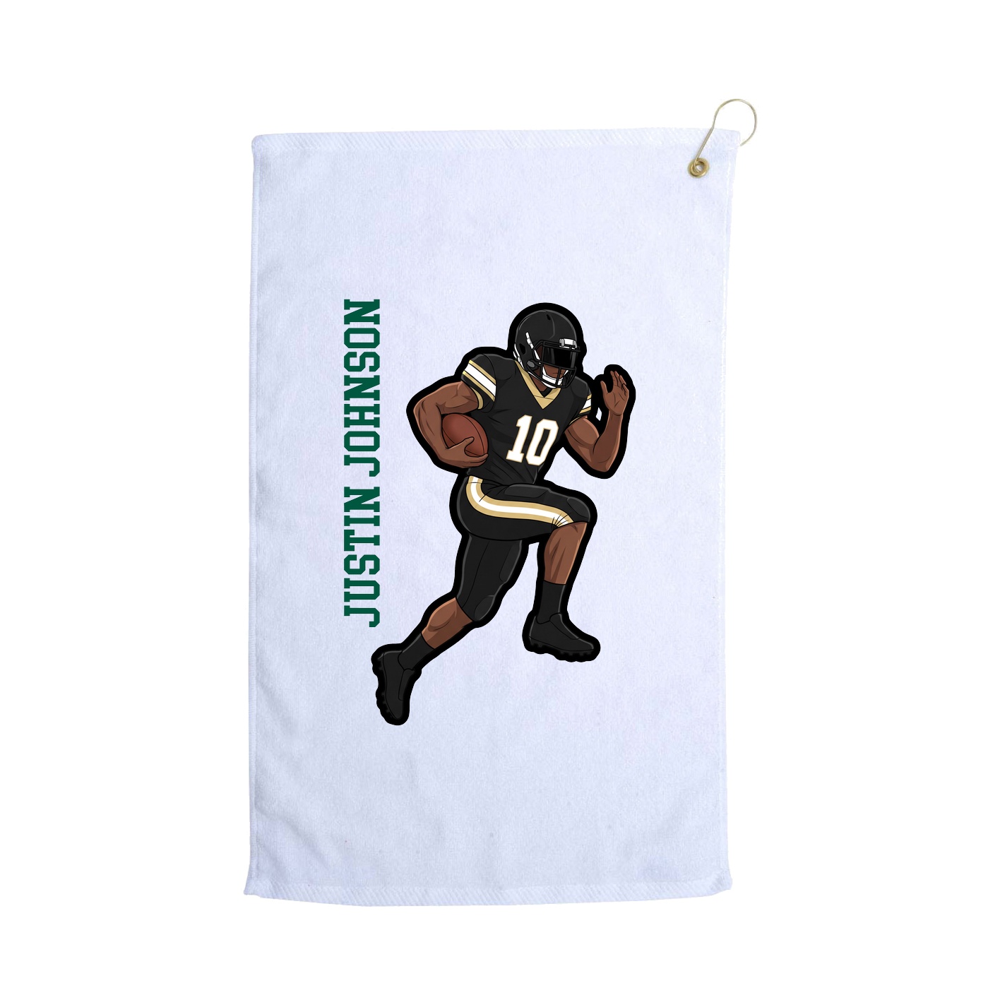 Golf Towel — Name Vertical in White