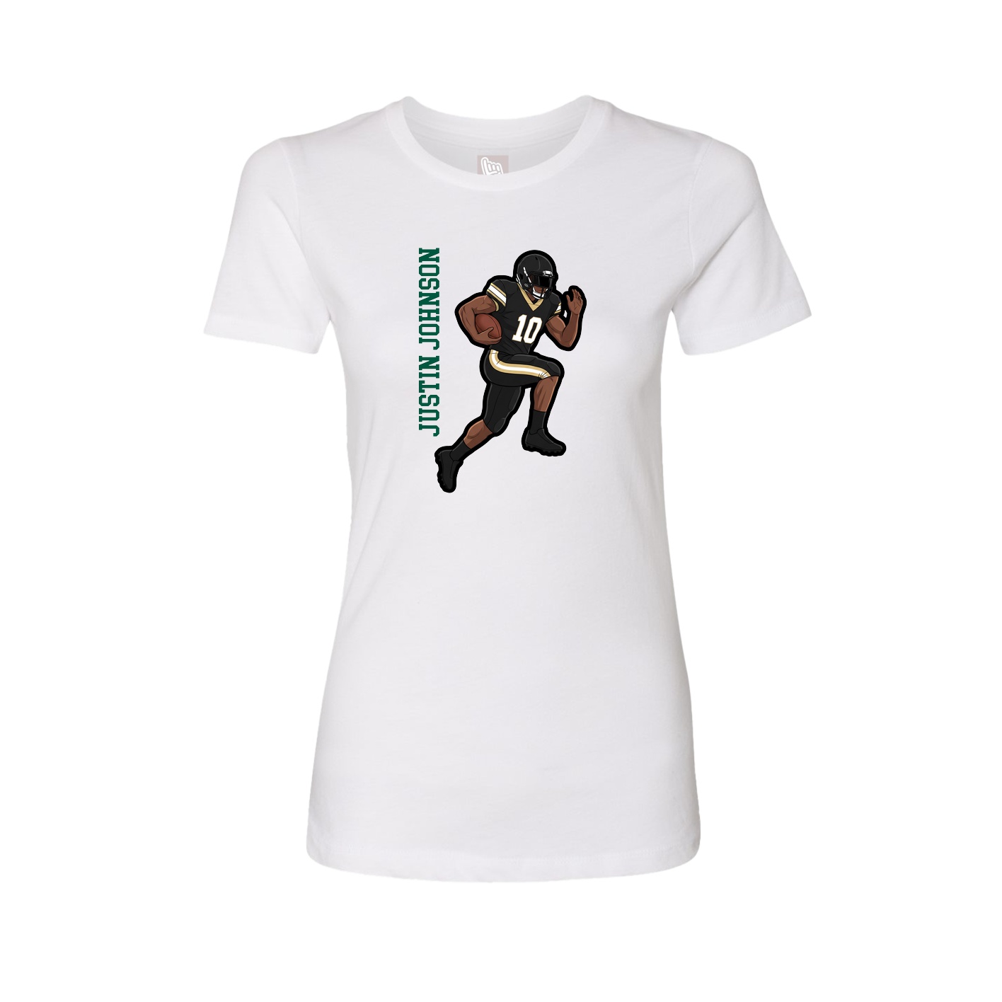 Fitted Women's Tee — Name Vertical in White