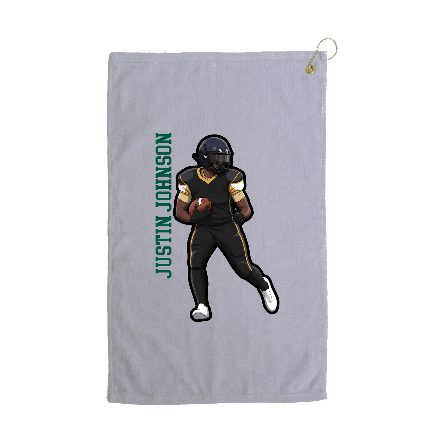 Golf Towel — Name Vertical in Grey