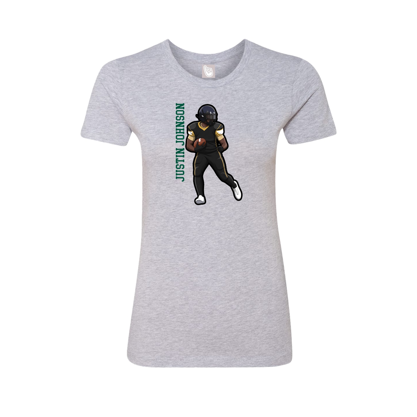 Fitted Women's Tee — Name Vertical in Grey