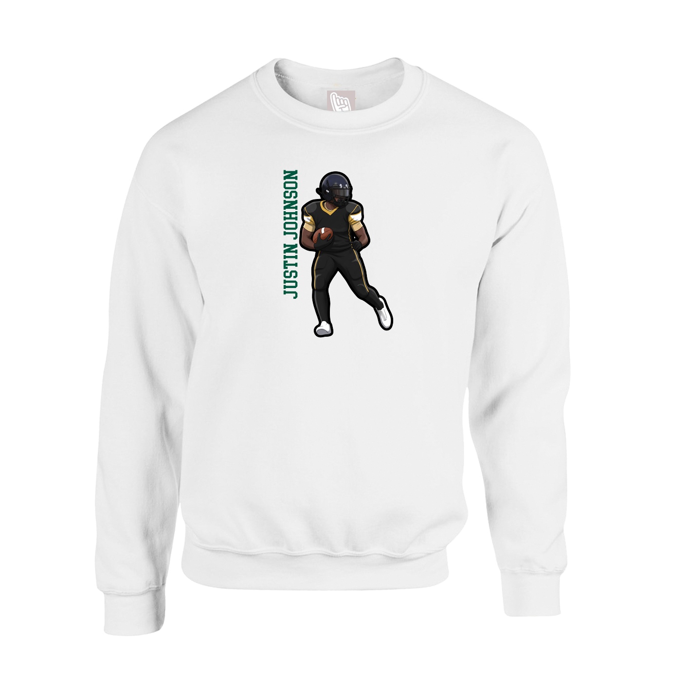 Fleece Crew — Name Vertical in White