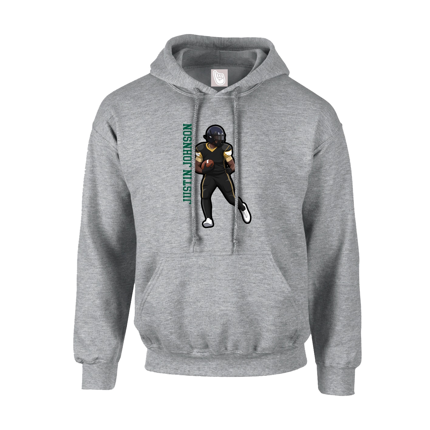 Youth Hoodie — Name Vertical in Grey