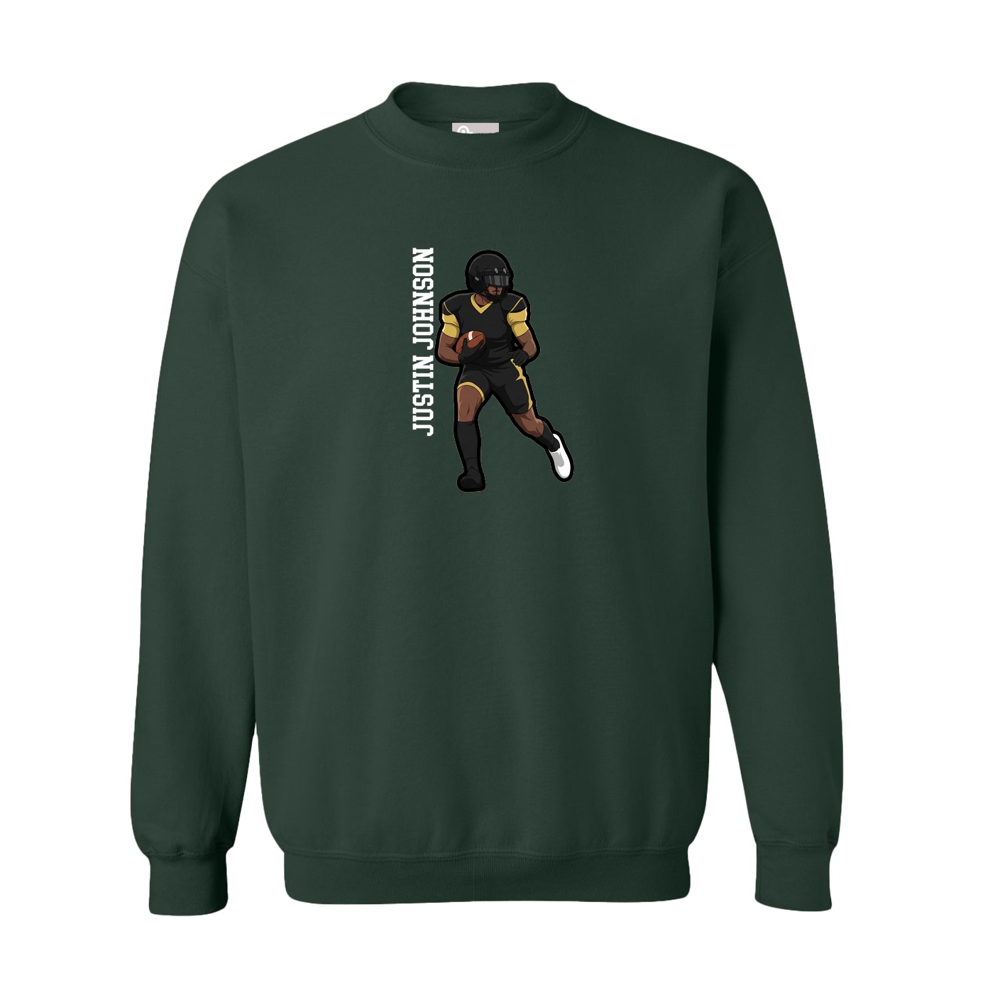 Fleece Crew — Name Vertical in Green