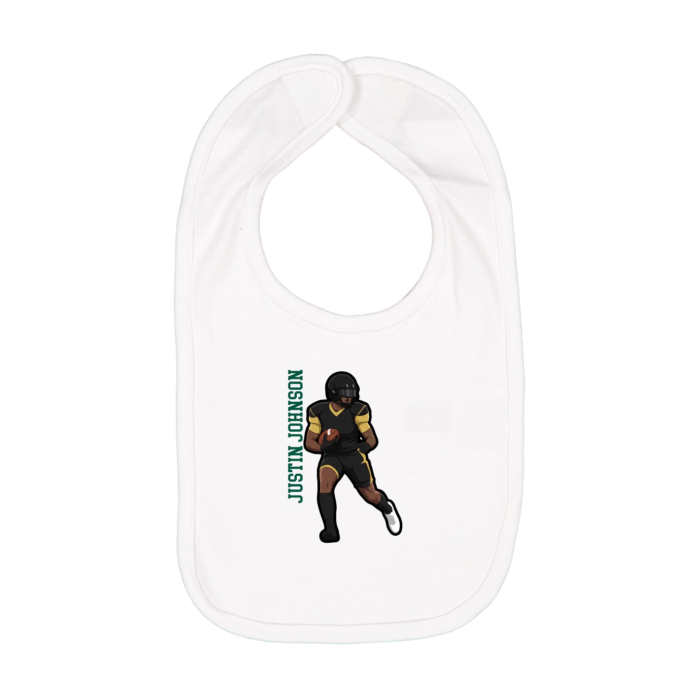 Infant Bib — Name Vertical in White