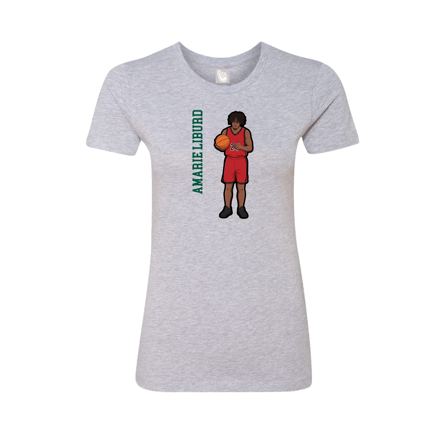 Fitted Women's Tee — Name Vertical in Grey