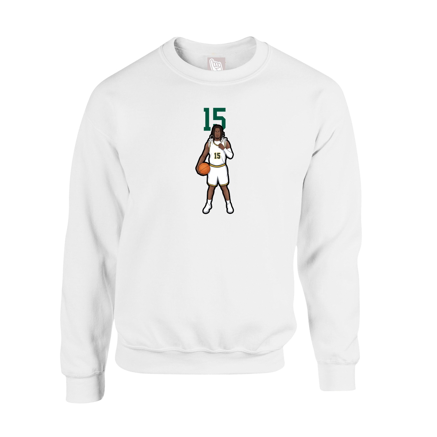 Fleece Crew — Number Top in White