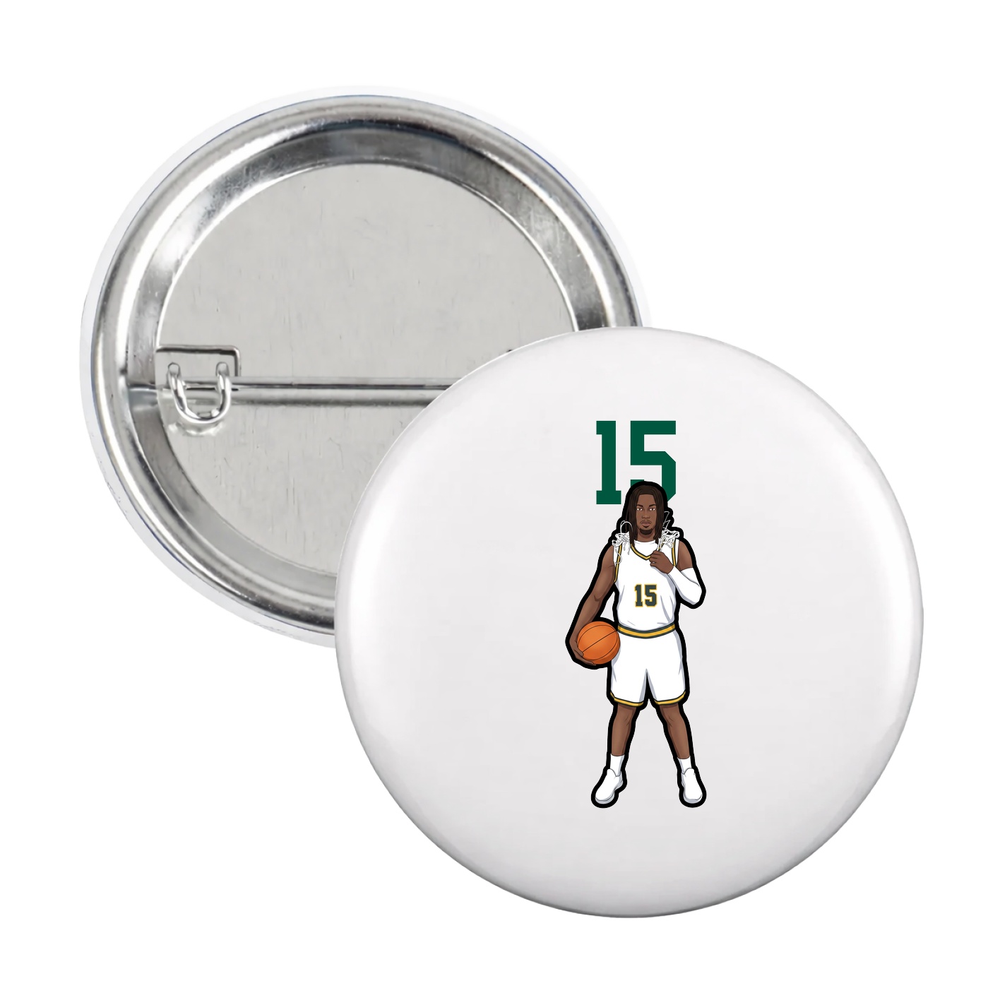 Game Day Button — Number Top in White