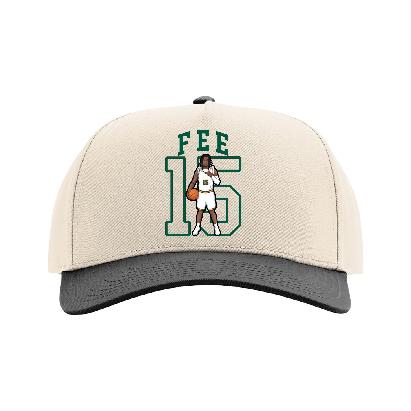 Full Fabric Five-Panel Champ Cap — Shirsey in Cream/Black